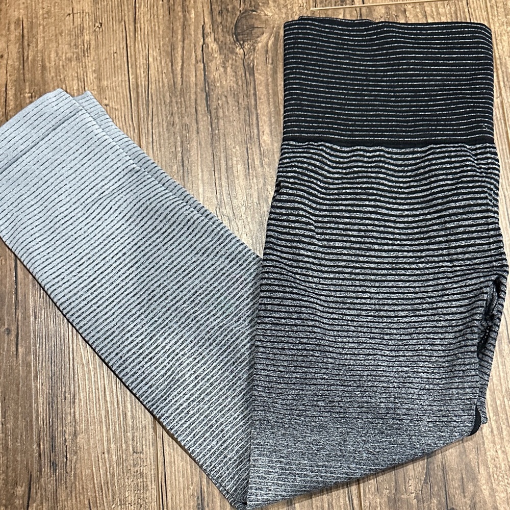 Ryka Black and Gray Striped Leggings